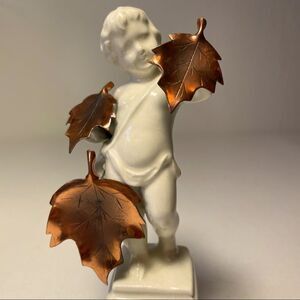 Stuart Nye Large Copper Maple Leaf Pin and clip earrings True Vintage